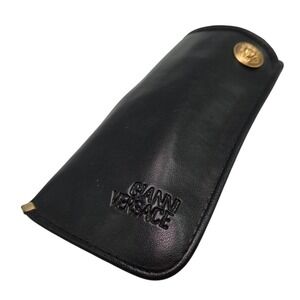Gianni Versace Vintage Black Leather Medusa Head Eyewear Sunglasses Case Italy